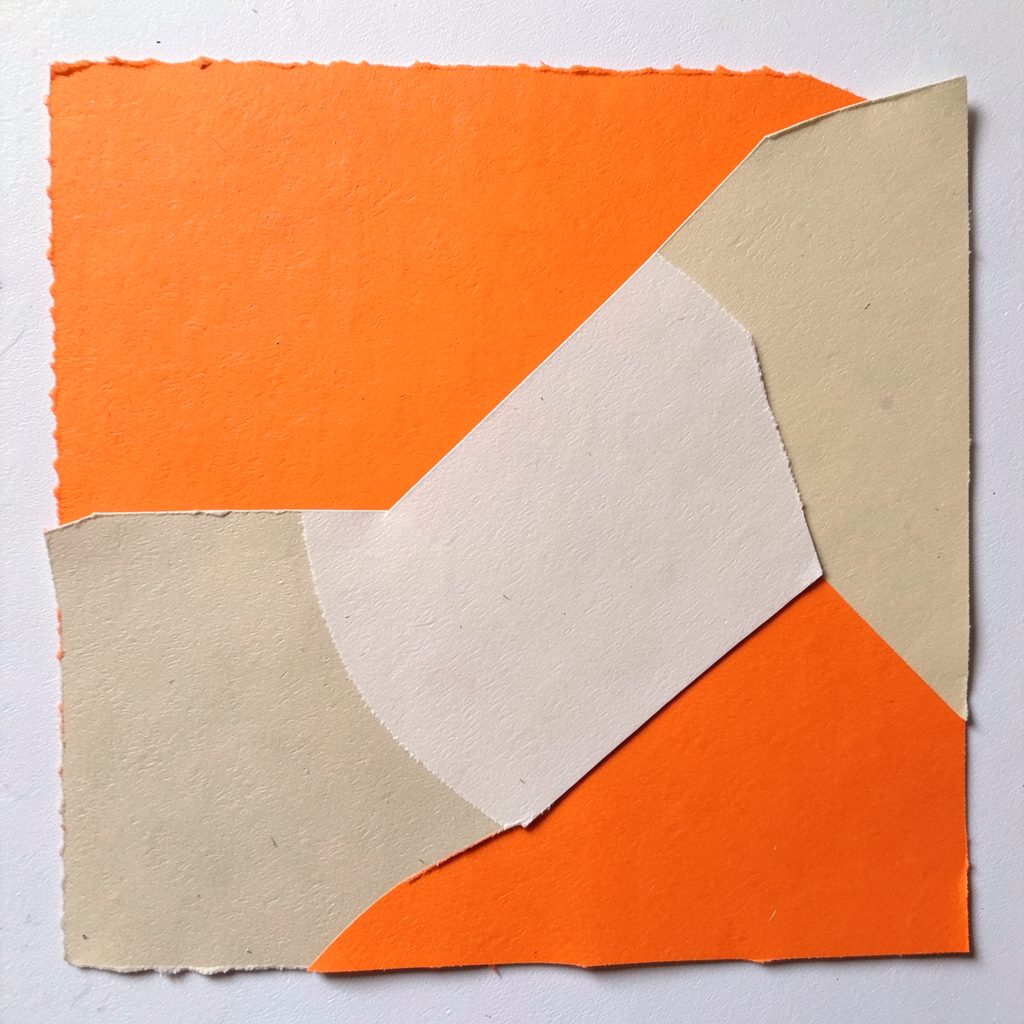 A small layered paper cut-out portrait silhouette in olive and cream tones, suggesting a student leader.